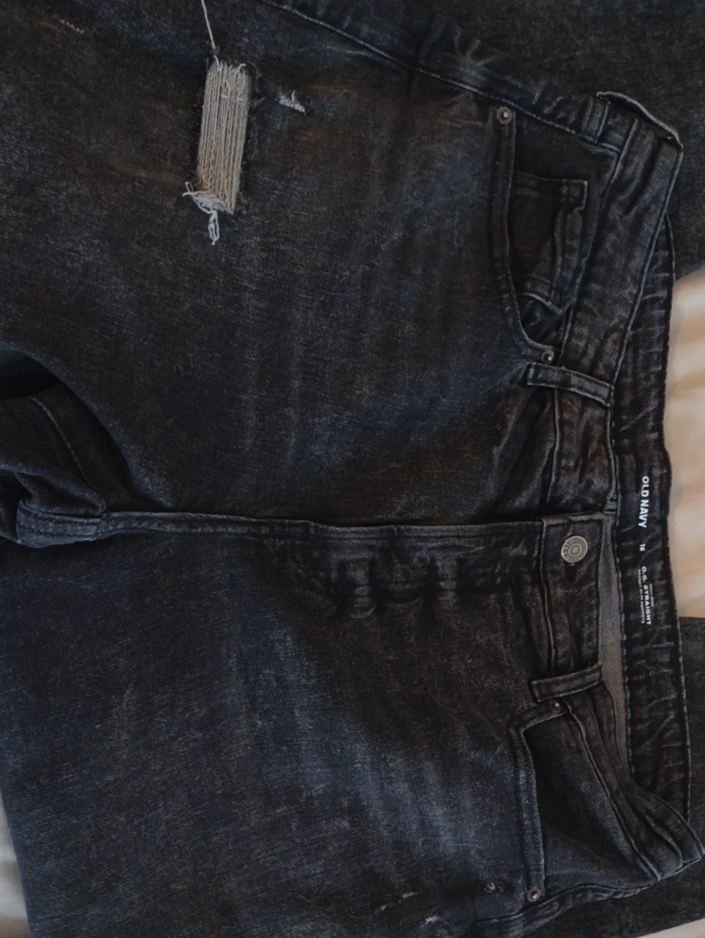 Old Navy Men's Black Slim Straight Distressed Jeans